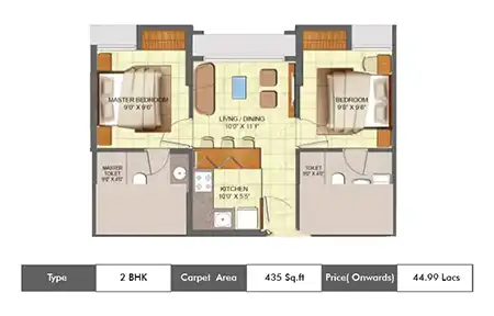 2 BHK 435 Sq.ft